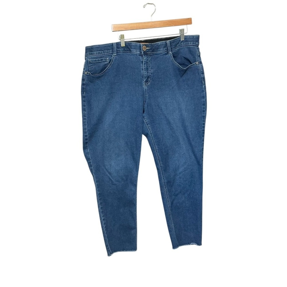 ReCreation Woman's Denim Stretch Blue Jeans Raw Hem Size 20W
